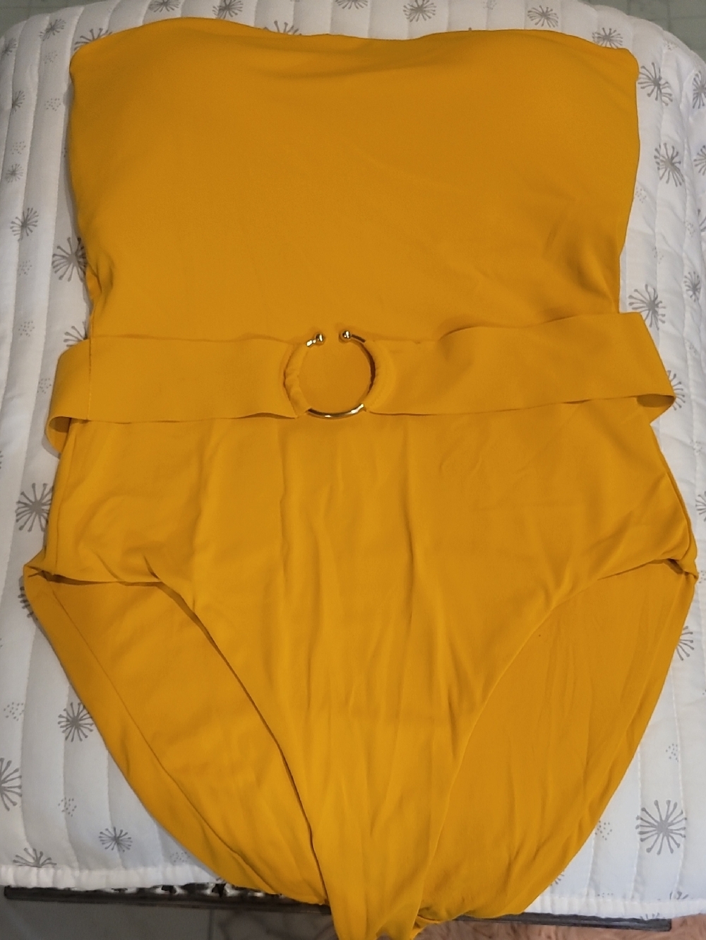 Robin Piccone Bold Mustard Yellow One-Piece Swimsuit with Ring Detail